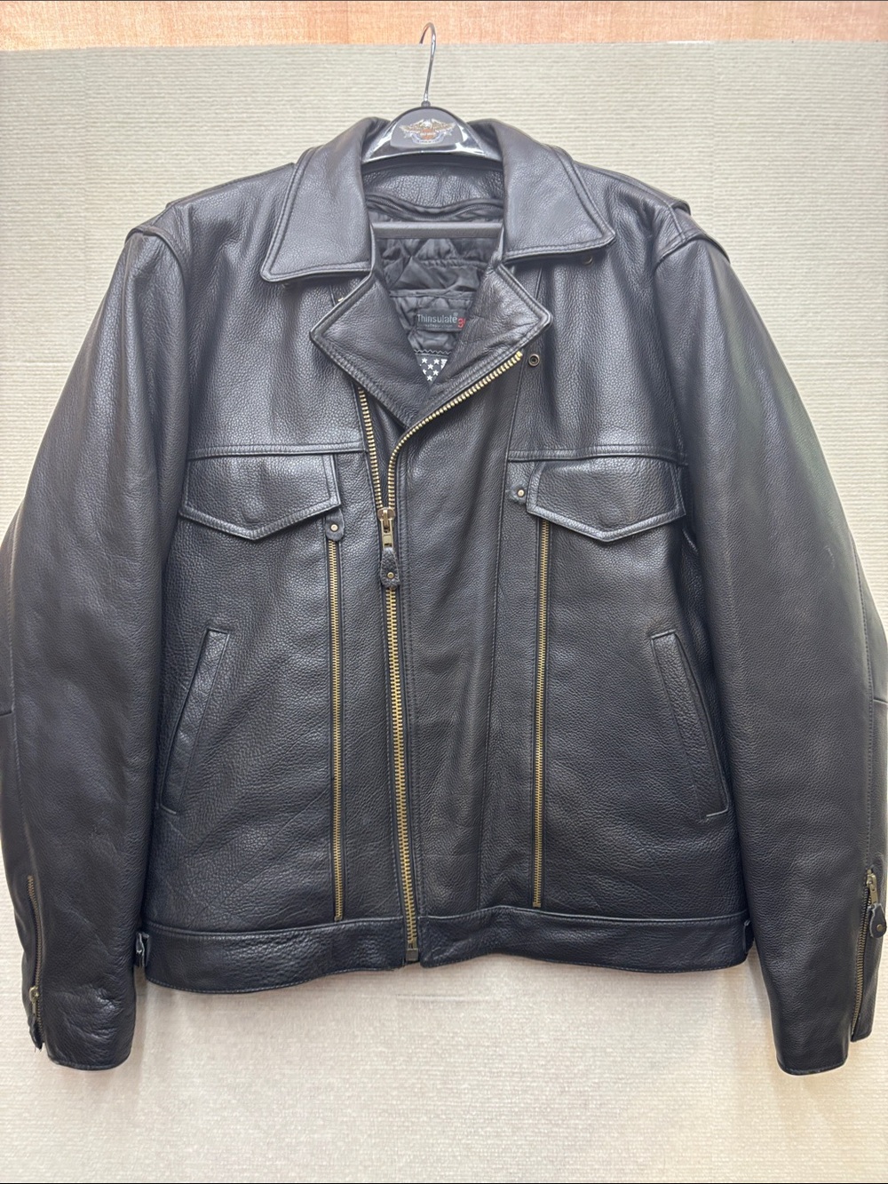 USA Bikers Dream Apparel | Classic Black Leather Men's Jacket - 50